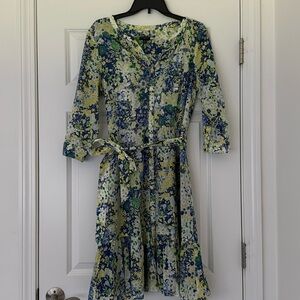 Talbots cotton tiered floral dress 14p 14 petite